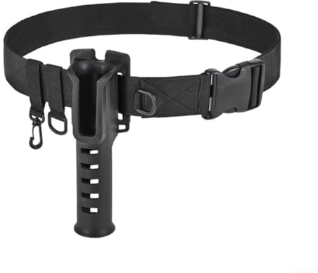 Besttoolifes Verstellbarer Angelrutenhalter mit bequemem Nylon-Gurtband und ABS-Halterung, Gürtel mit Drings und drehbarem Haken für und Taille (Gürtel einlegen)