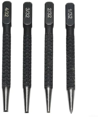 Lot de 4 poinçons professionnels avec poignées antidérapantes pour un marquage précis des points de perçage et un meilleur contrôle dans les applications d'atelier