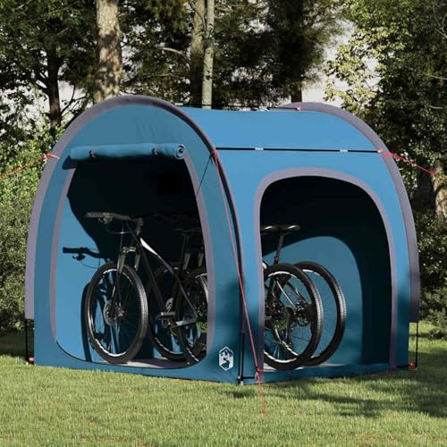 Fahrradgarage mit Dach, Blau 218 x 156 x 180 cm, Tragbares Outdoor Fahrradzelt aus Polyester, Windresistent, mit Tragetasche, für Camping & Outdoor-Radfahrer