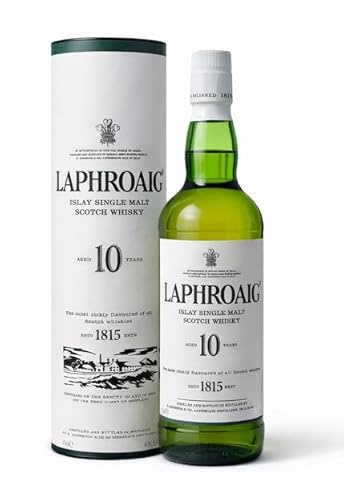 Laphroaig 10 Años Single Malt Escoces Peated Whisky Escoces, 40% - 700 ml - Islay -