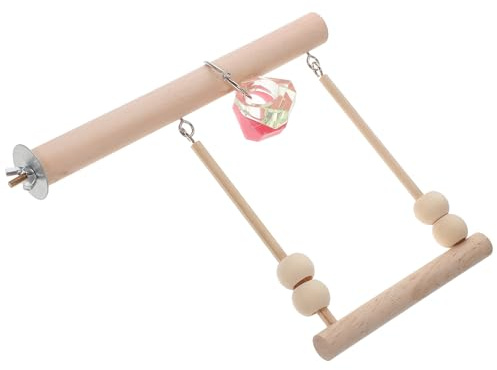 Cabilock Columpio Colgante para Pájaros de Madera Redondo, Accesorio para Loros en Jaula, Resistente al Desgaste, Adorno para Hogar