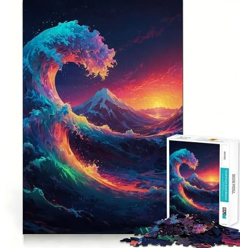 Prismatic Surf Big Wave Puzzle, 1000 Teile, für Teenager, zur Verbesserung des Gedächtnisses, entspannender Spaß, scharfe Kanten, einzigartiges Geschenk 50x75cm