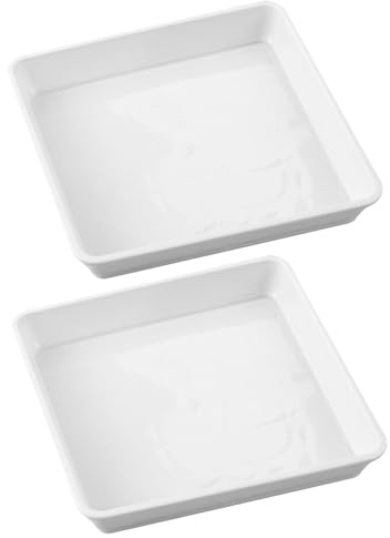Sottovaso quadrato per piante, flessibile e in plastica, 40 cm, per piante in vaso da interni, giardino bianco esterno.