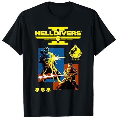Helldivers 2 Divers for Liberty Collage and Logo Video Game T-Shirt