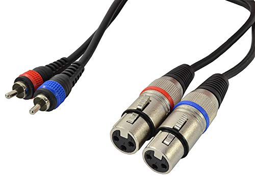 2 X Phono RCA To 2 X XLR (F) Leads 3 metre, Flexible cable