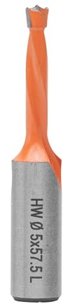 ENT 22161 Dübelbohrer HW, Schaft (S) 10 mm, Durchmesser (D) 5 mm, NL 27 mm, SL 27 mm, L 57,5 mm, Links
