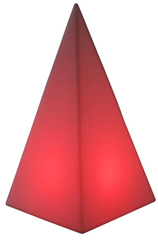 LED-Highlights Deko Lampe Pyramide 26 x 48cm Garten Leuchte Akku Kabellos Farbwechsel Bunt Dimmbar mit Fernbedienung für Innen und Außen Wasserdicht IP65