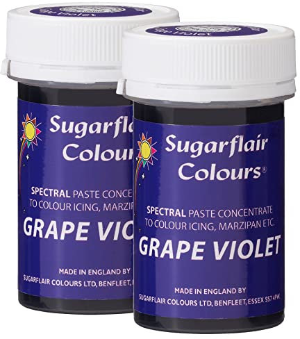 Sugarflair Spectral Grape Violet Food Colouring Paste, Highly Concentrated for Use with Sugar Pastes, Buttercream, Royal Icing or Cake Mix, Vibrant Colour Dye - 25g (Pack of 2)