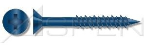 (1500pcs) 1/4 X 2-1/4 Phillips Flat Head Concrete Screws, Bulk/Wholesale Carton - Blue - Ships Free in USA