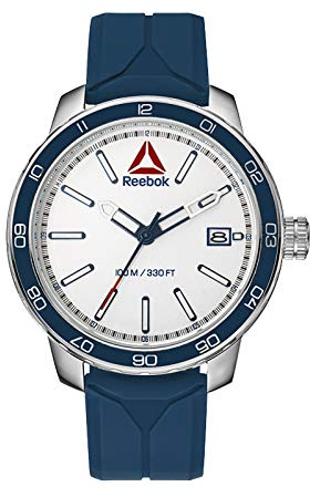 Reebok Forge 1.0 RD-FOR-G3-S1IN-WR - Reloj analógico de cuarzo japonés para hombre (acero inoxidable y correa de silicona azul)