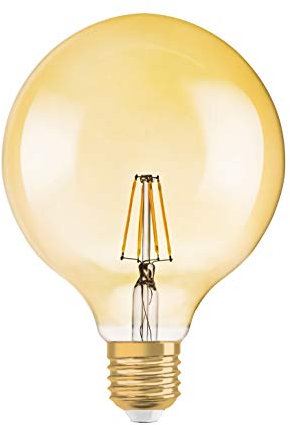 Osram Vintage Edition 1906 Ampoule LED à Filament - Culot E27 - Forme Globe 125mm Or Ambrée - Dimmable - Blanc Chaud 2400K - 6.5W