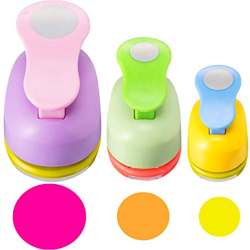 Lot de 3 perforatrices circulaires de 5,1 cm, 2,5 cm et 1,5 cm avec papier autocollant pour loisirs créatifs, scrapbooking, loisirs créatifs