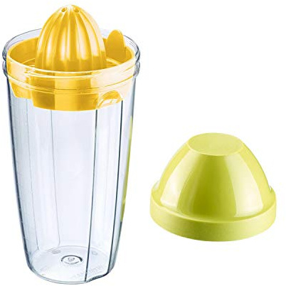 Westmark Exprimidor/Shaker con disco mezclador extraíble y exprimidor de limones, Capacidad: 0,5 l, Altura: 18,7 cm, Plástico, Sin BPA, Press + Shake, Color: claro/verde/amarillo, 30792270