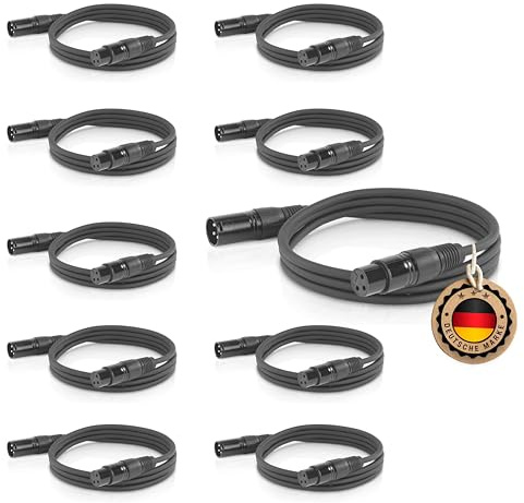 ETEC Professional 10x XLR Audio Kabel 5m - Mikrofonkabel, DMX Kabel, Symmetrische XLR Kabel für Musik, Lichttechnik, und DJ-Equipment
