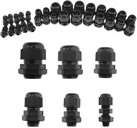 YINETTECH 30x Wire Lock Nut M8 M10 M12 M16 M18 M20 Cable Sealing Cover Joint Waterproof IP68 Nylon Cable Gland Kit