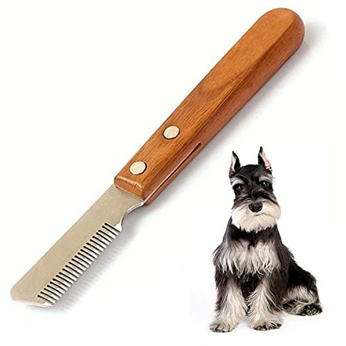 Hund Trimmmesser Abisoliermesser Ergonomisches Unterwoll Deckhaar Trimm Messer aus gehärtetem und geschliffenem Edelstahl mit ergonomisch geformtem (Richtig)
