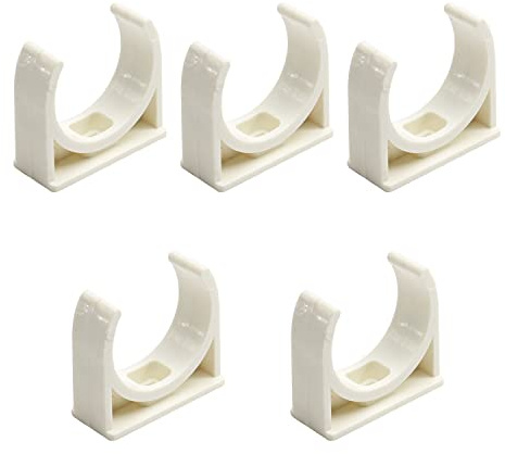 MroMax 5 abrazaderas de PVC para tuberías de agua de 32 mm de diámetro interior, hebillas blancas en forma de U, soporte para tuberías de agua y mangueras de tubo, enchufe de plástico para fijar las