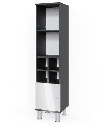 Vicco Midischrank Fynn, Weiß Hochglanz, 30 x 130.6 cm | kleine Tür, zur Aufbewahrung von Badutensilien und als Ergänzung zu Fynn