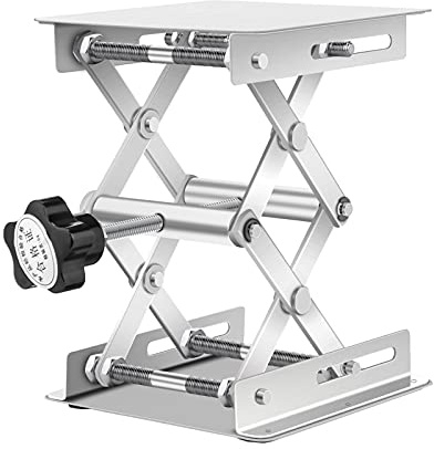 Labor Hebebühne Hubtisch, Edelstahl Labor Hebeplattform Ständer Scientific Lab Jack Scherenständer Hubtisch Höhenverstellbar Manuelle Steuerung 100 x 100x 158mm