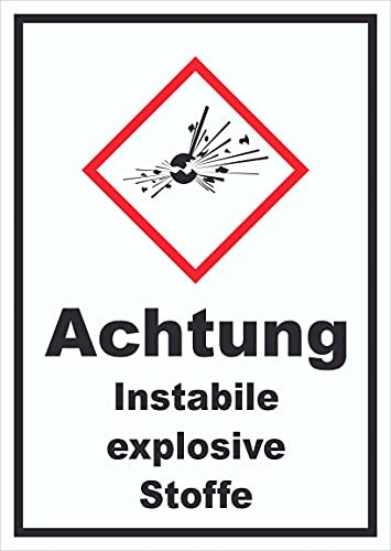 HB-Druck Schild Instabile Explosive Stoffe Explosion hochkant A1 (594x841mm)