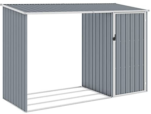 Kstyhome Abri pour bois gris 245 x 98 x 159 cm en acier zingué