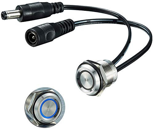 Onsinn Interruttore di memoria, interruttore dimmer continuo DC12 V fino a 24 V, LED blu per 16 mm, foro di montaggio (16 mm, 1 confezione, argento continuo)