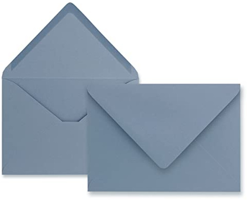 FarbenFroh Kuvert, grå/blå, DIN C6, 114 x 162 mm, fukthäftande kuvert utan fönster, för gratulationskort och inbjudningar, paket med 50