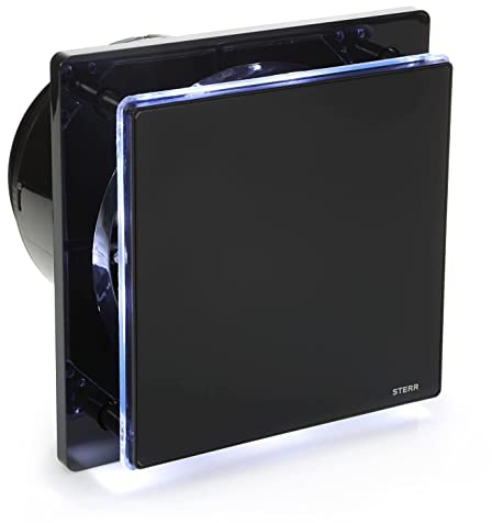 STERR BFS150T-B - Ventilador de baño negro con vidrio y temporizador 150 mm - BFS150T-B