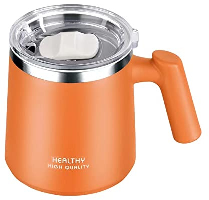 BSTMOME 304 Stainless Steel Coffee Mug with Lid - Premium Double Wall Insulated Travel Mugs - 450ML Shatterproof, BPA Free Spill Resistant Lids, Dishwasher Safe Coffe Cup (Orange)