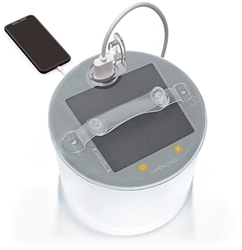MPOWERD Luci Base Camp: Inflatable Lantern Rechargeable via Solar or USB-C + Phone Charger, 360 Lumens White LEDs, Matte Finish, Lasts Up to 50 hrs, Waterproof, Camping, Backpacking, Emergencies