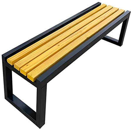 FVTVHEV Gartenbank Ohne Lehne, Robust und Wetterfest Wooden Garden Bench, 2-3-Sitzer Parkbank Terrassenbänke, Solid Wood + Metal, für Garten Veranda Hof Lawn 150cm H