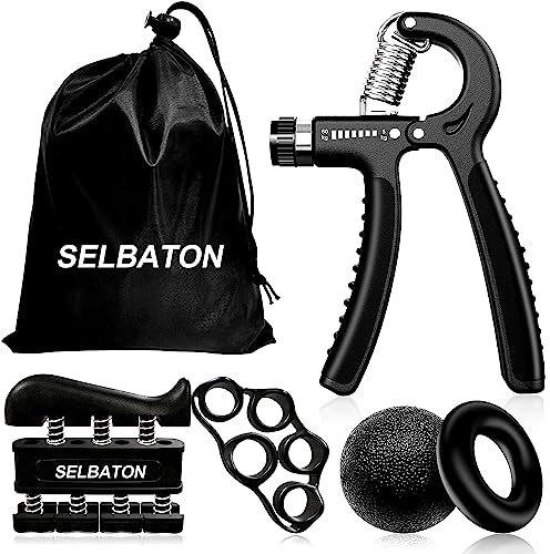 SELBATON Handtrainer Fingertrainer (5er-Set), Unterarm-Handtrainer, Fingerübungs-Verstellbarer Greifer für Muskelaufbau