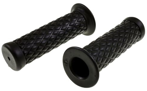 2EXTREME Lenkergriffe 22/24mm 7/8 schwarz kompatibel mit Motorrad, Roller | Retro-Griffgummis, links 22mm, rechts 24mm, Länge 124mm; kompatibel mit Moped, Vespa, Mokick; 1 Paar, geschlossene Seitenwand