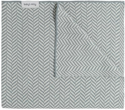 Baby's Only - Kinderdecke Grace - Kuscheldecke für Babybett - Gitterbettdecke aus Baumwolle - Blanket mit Fischgrätenmuster - 100x135 cm - Nordic Blue/Ecru