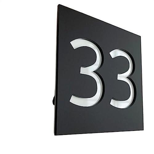 Numéros de porte,NuméRo De Rue Personnalisé Extérieur Contemporain Flottant Maison Numéros Porte Signe Noir Mat Gris Extérieur Maison Plaque 100mm X 100mm Plaque Maison NuméRo (Color : Black and Whit