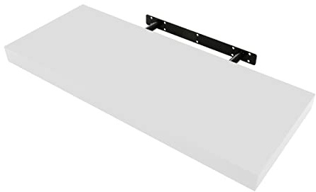 ETREXONLINE Étagère Murale Bois MDF 60x25x4cm Couleur Blanche, Étagère Murale Fixation Invisible Charge Maximale 25KG