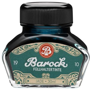 Barock 1910 Jade, inchiostro per penna stilografica, pennini in vetro, roller, inchiostro per scrittura in calamaio, 30 ml, petrolio, turchese