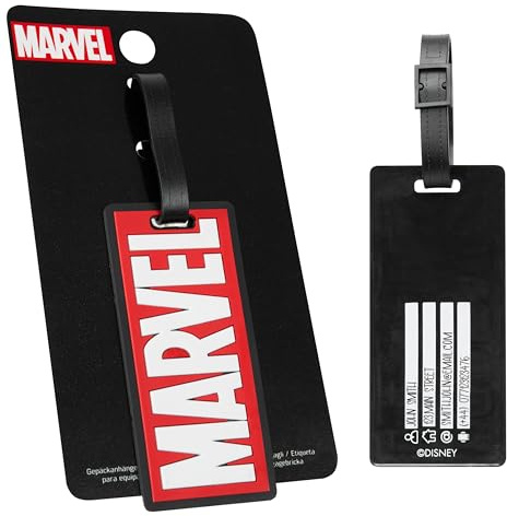 Marvel Kofferanhänger für Flugreisen & Kreuzfahrten, Luggage Tag mit Adresse & Name - Reise Zubehör (Rot Marvel)
