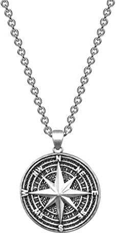 Edellis Kompass Halskette 925 Sterling Silber Herren Schmuck Anhänger Freund Geschenke Halskette Männer Jungen Anhänger Nordstern