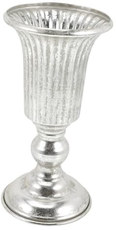 INOOMP Vintage Pflanzgefäß aus Eisen Gartenurne Blumentopf Silber Retro Dekoobjekte für Drinnen und Draußen Stabiler Stand