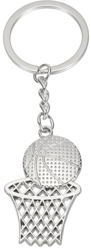 PATIKIL Basketball Hoop Keychain, Mini Cute Sports Basketball Key Chain Sport Ball Pendant Key Ring Bag Backpack Decor for Men Women Party Gifts Favors, Silver