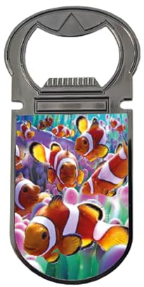 3D LiveLife Deluxebase Décapsuleur magnétique en forme de poisson clown lenticulaire 3D Décapsuleur magnétique pour réfrigérateur pour bouteilles de bière et bar Accessoires pour la maison, les