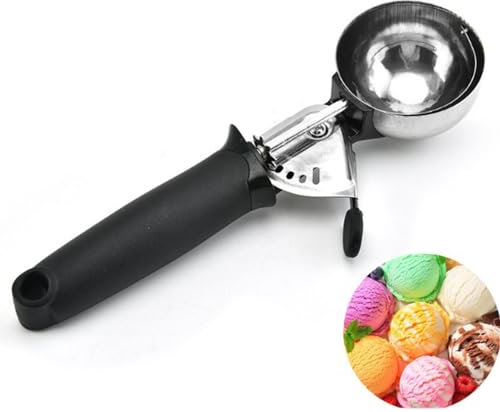 Ice Cream Scoop - Solid Stainless Steel Cookie Fruit Dessert Scoop for Mashed Potato Meatballs Mellon Balls and Cookie Perfect for Ice Cream Melon Cookie Dough Meatballs