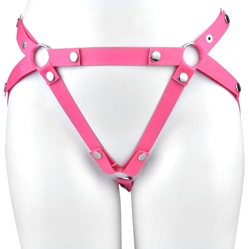 Ceinture de chasteté fixe pour hommes,Ceinture élastique réglable Chastity Belt On Dildo String,Cage à pénis/ockring/godemiché anti-chute CB Accessoires de bondage pour hommes (Pink)