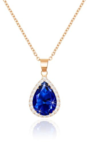 Linawe Anhänger Kette Halskette Damen, Simulierter Diamant Geburtsstein Kettenanhänger Kristall Damenkette, Schmuck Set Modeschmuck Erhältlich in Gold-, Roségold- und Silbertönen