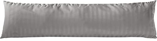 Pure Label Mako Satin Damast Streifen Seitenschläfer 40x145 hellblau | Waschbar bis 60°C, Reißverschluss - Atmungsaktiv & Anti-Pilling