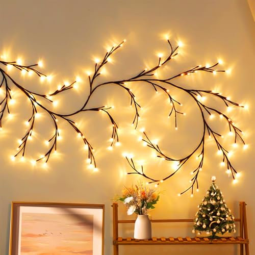 SUPRBIRD Lichterkette Willow Vine, 144 LEDs Weidenrebe Baum Lichterketten für Zimmer, Biegbare Künstliche Baumzweige Lichter, LED Baum Zweige Lichterbaum, Künstliche Lichterzweige für Innen Wanddeko