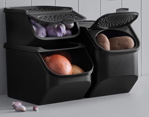 Seba Garden Smart Set - 3-teiliger schwarzer Vorratsbehälter Tupper