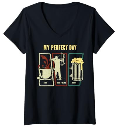 Damen Perfect Day Bogenschießen Bogenschütze Geschenk Bogensport T-Shirt mit V-Ausschnitt