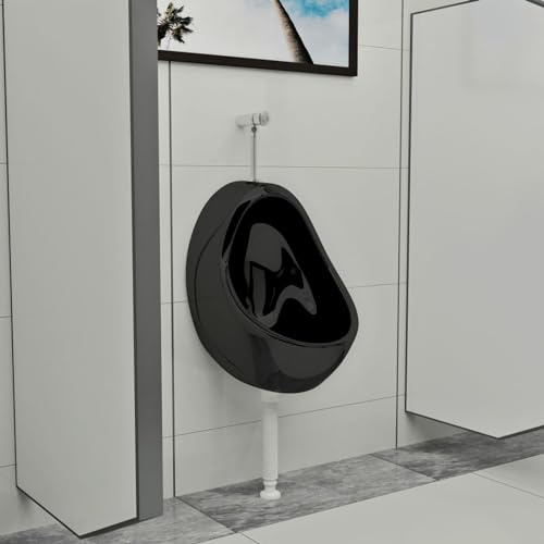 Brokky Orinatoio Sospeso con Sciacquone in Ceramica Nero-Vaso WC Orinatoio Sospeso Mini